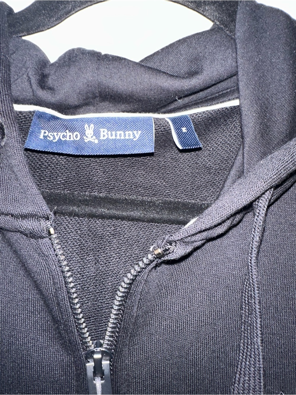 Psycho Bunny Levy Essential Zip Fleece Hoodie Mens M Black NWT Logo Cotton - Picture 3 of 7